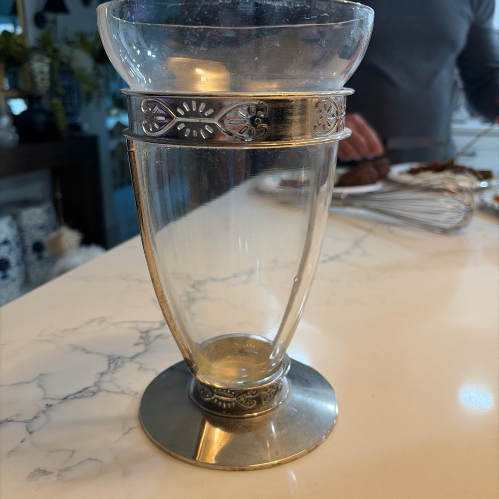 Elegant Silver and Clear Glass Vase